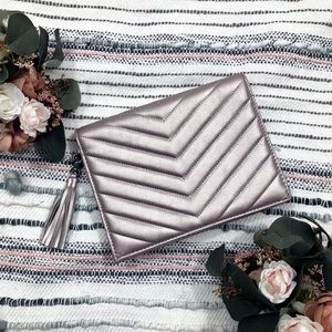 Neiman Marcus Chevron Tassel Clutch
